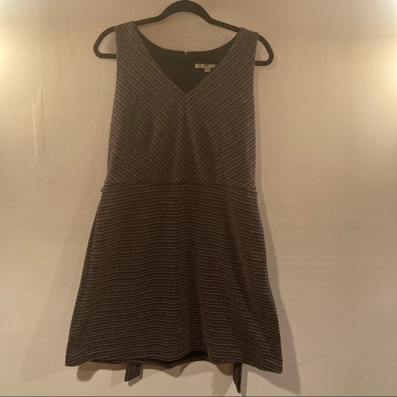Loft 12P 12 Petite dress with tie waist Black Grey striped - Picture 8 of 8